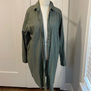 Long army green shacket